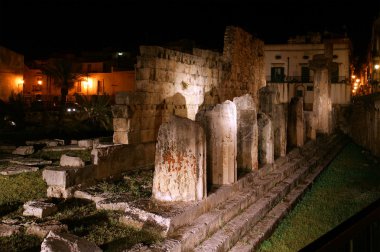 Antik Yunan Apollo Tapınağı. Syracuse, Sicilya, İtalya