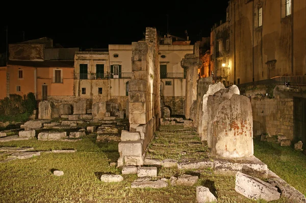 stock image Ancient Greek APOLLO TEMPLE . Syracuse, Sicily, Italy