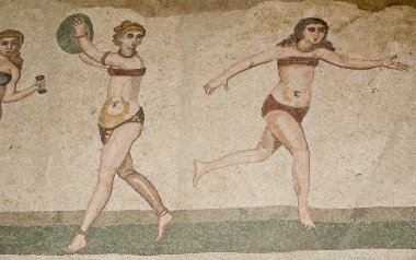 Mosaic fragment Roman Villa Romana del Casale, Sicily clipart