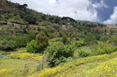 tipik bir manzara bir dağ vadinin Sicilya, İtalya