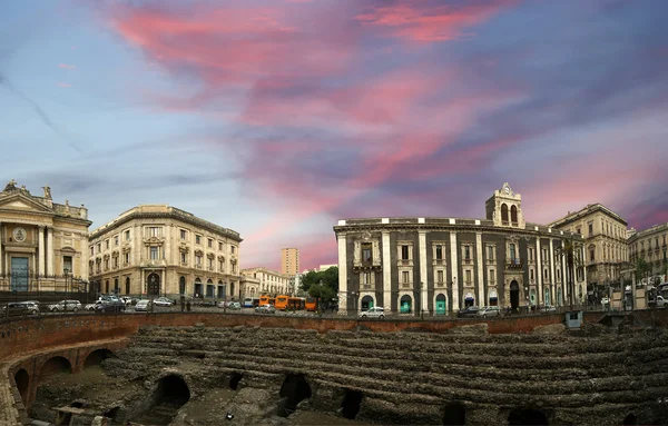 Catania římský amfiteátr, Sicílie, jižní Itálie — Stock fotografie
