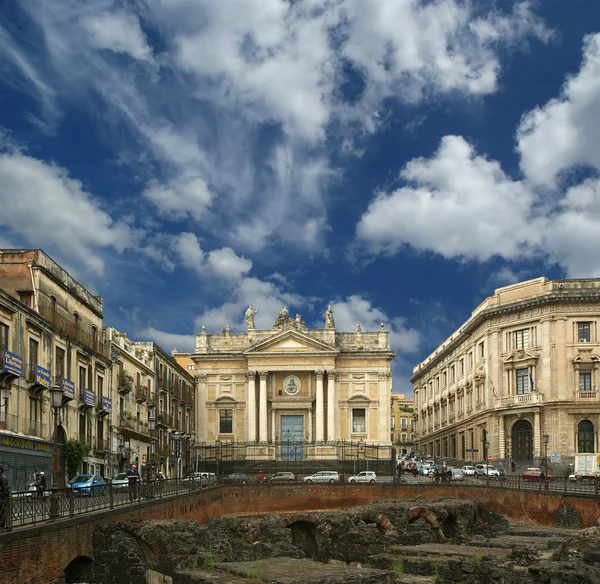 Catania římský amfiteátr, Sicílie, jižní Itálie — Stock fotografie