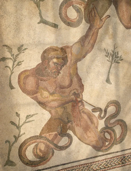 Mozaika fragmentu rzymskiej willi romana del casale, Sycylia — Zdjęcie stockowe