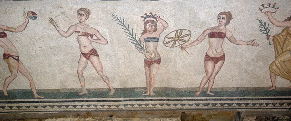 Mosaik fragment romersk villa romana del casale, Sicilien — Stockfoto