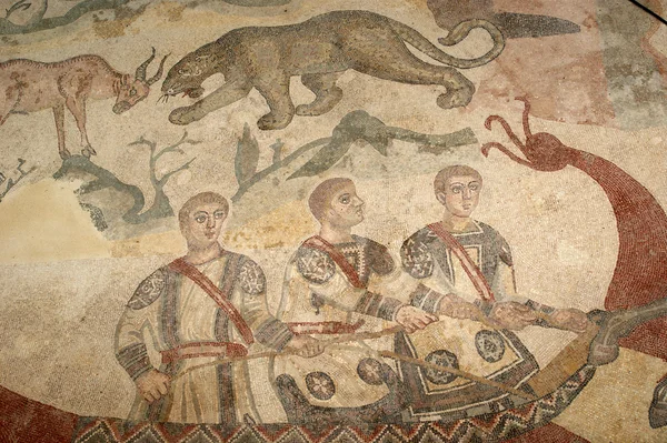 Mozaïek fragment Romeinse villa romana del casale, Sicilië — Stockfoto