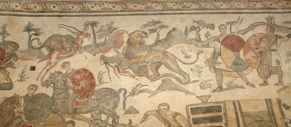 Mozaika fragmentu římské villa romana del casale, Sicílie — Stock fotografie
