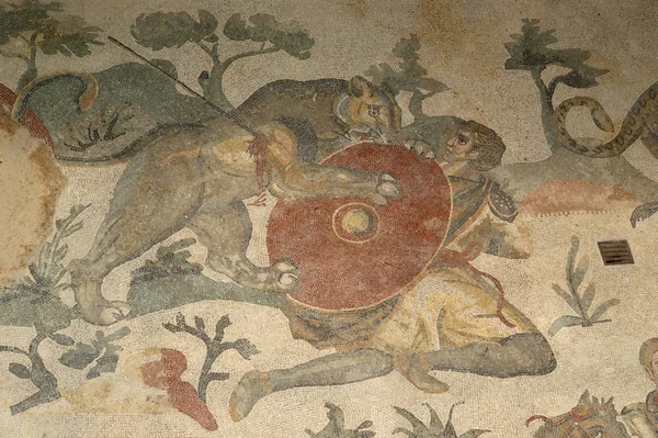 Mozaïek fragment Romeinse villa romana del casale, Sicilië — Stockfoto