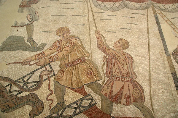 Фрагмент мозаики Roman Villa Romana del Casale, Сицилия — стоковое фото