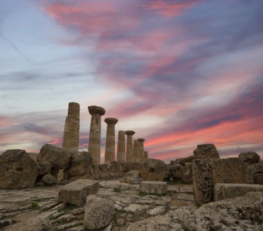 Remains of an ancient Greek temple of Heracles, Agrigento, Sicily clipart