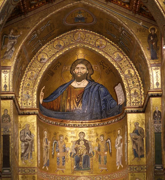 El Cristo Pantokrator. Catedral-Basílica de Monreale, Sicilia —  Fotos de Stock