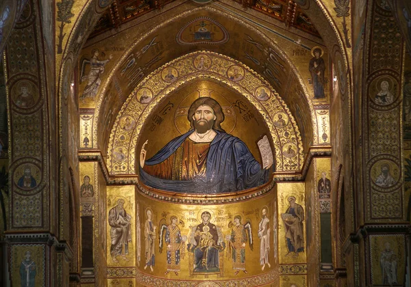 Ο Χριστός Παντοκράτορας. Βασιλική-καθεδρικό ναό του monreale, Σικελία — Φωτογραφία Αρχείου