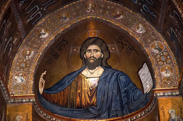 Kristus pantokrator. Katedrála bazilika monreale, Sicílie — Stock fotografie