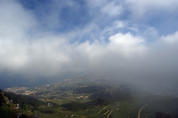 Landscape of a mountain valley with a aerial view. Sicily