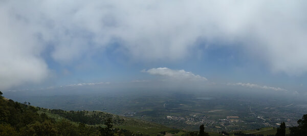Panoramic landscape of a mountain valley with a aerial view. Sicily. Italy