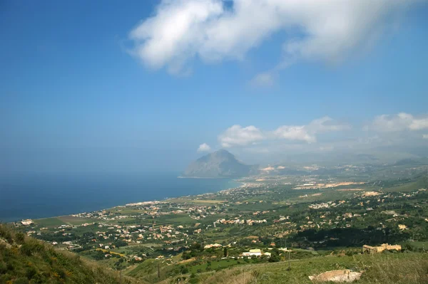 Panoramic landscape of the Mediterranean Sea with aerial view — Stock Photo, Image