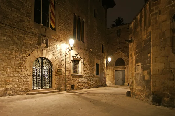 stock image Gothic quarter at night. Empty alleyways in Barcelona