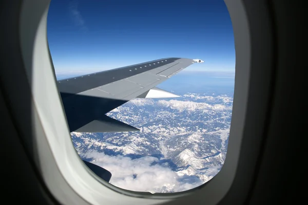 Aircraft illuminator window view — Stock Photo, Image