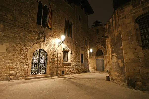 stock image Gothic quarter at night. Empty alleyways in Barcelona