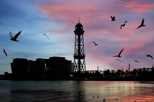 Utas kikötő Barcelona felvonó torony — Stock Fotó