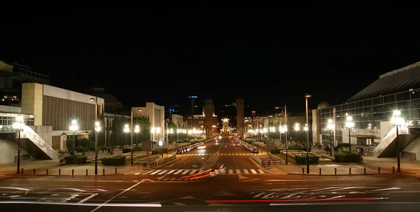 stock image The streets of Barcelona at night, Catalonia, Spain