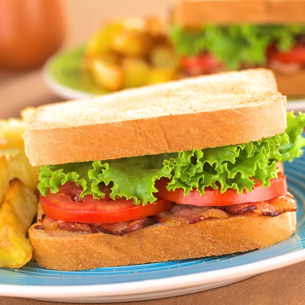 BLT Sandwich with French Fries — Stock Photo, Image