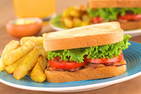 BLT Sandwich with French Fries — Stock Photo, Image