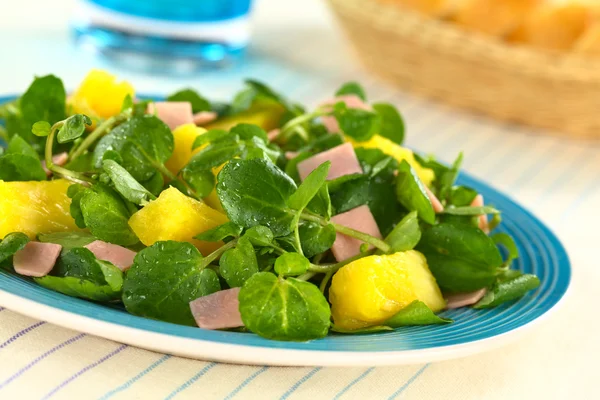Watercress Pineapple Ham Salad — Stock Photo, Image