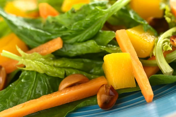 Salade de carottes aux épinards et aux mangues — Photo