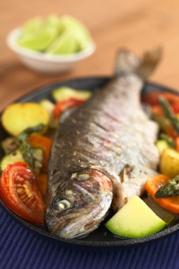 Baked Trout and Vegetables clipart