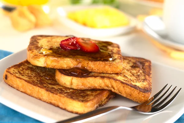 French Toast with Maple Syrup — Stok Foto