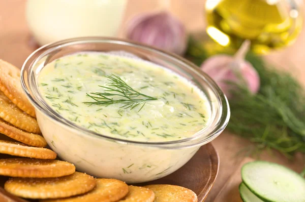 Stock image Tzatziki with Crackers