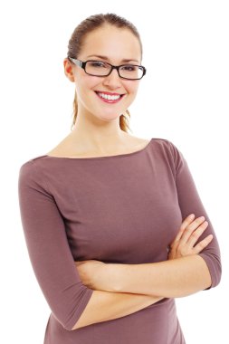 Successful smiling business woman in glasses clipart