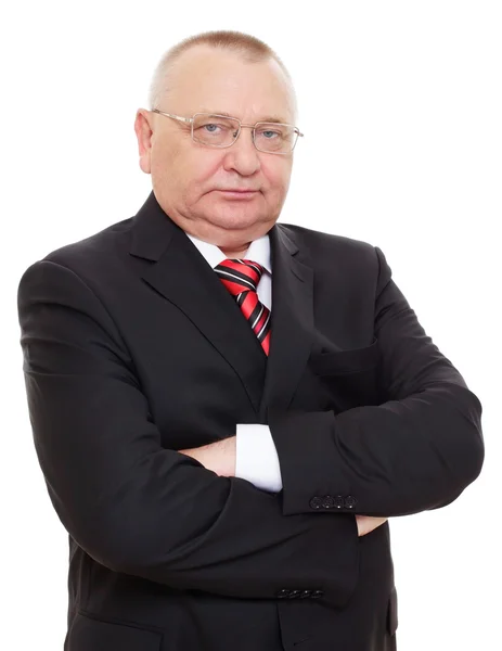 Senior-Geschäftsmann im schwarzen Anzug — Stockfoto