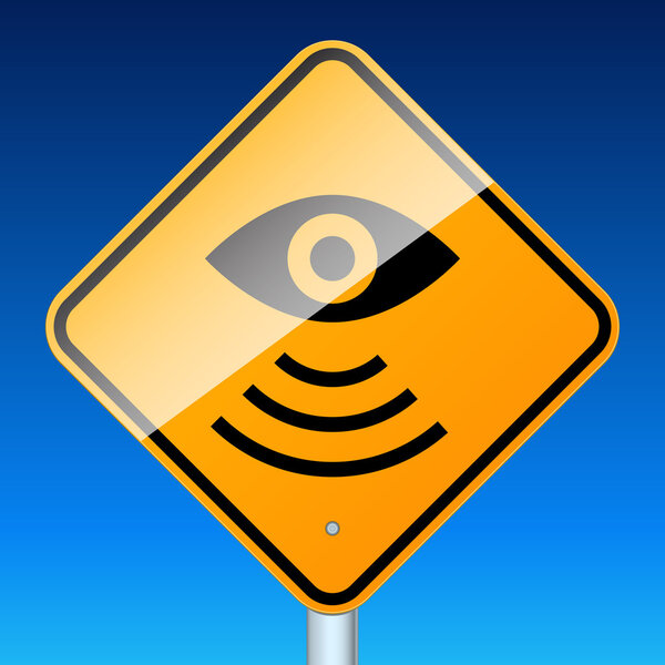 Radar road sign on blue