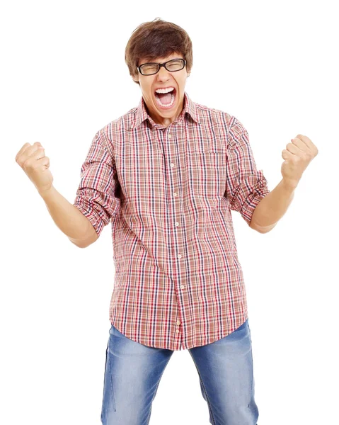 Guy shouts of joy — Stock Photo, Image