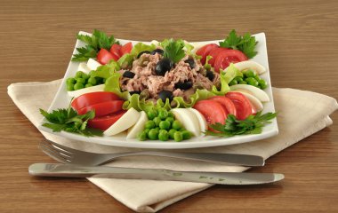 ton balıklı salata ve sebze