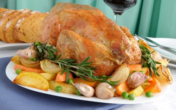 Roasted Chicken with Vegetables Stock Image