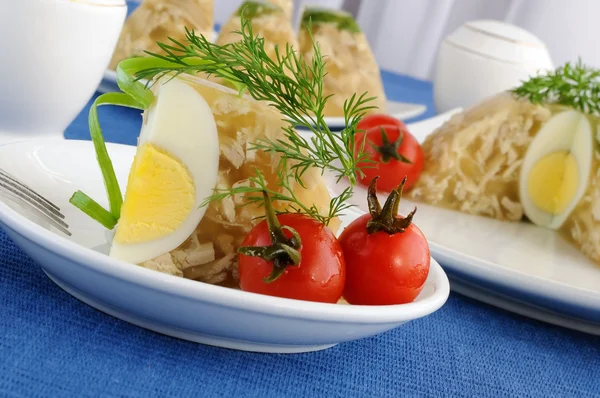 A piece of jellied chicken and egg — Stock Photo, Image
