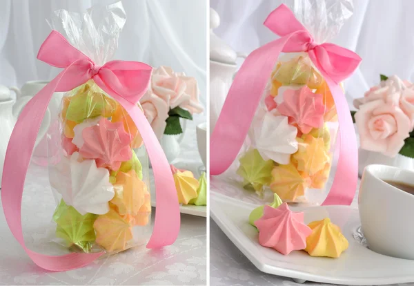 Mini cakes "meringue" of different colors — Stock Photo, Image