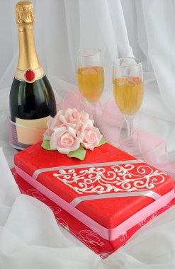 Marzipan cake with champagne clipart