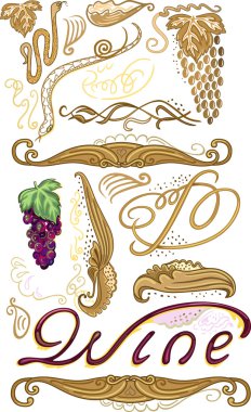 Decorated set for wine label clipart