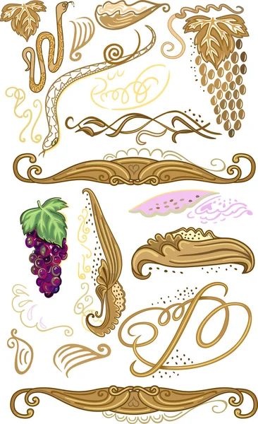 Decorated set for wine label — Stockvector