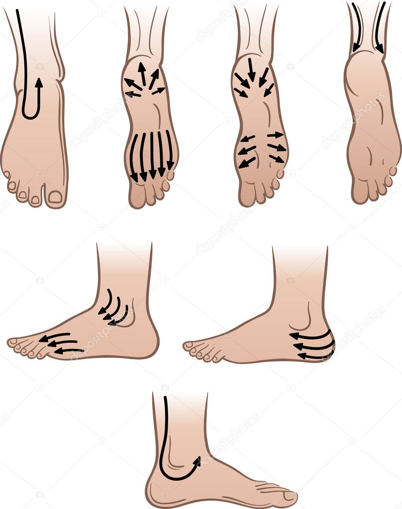 Closeup man feet with massaging lines (vector illustration)