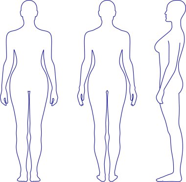 Naked standing woman vector sihouette clipart