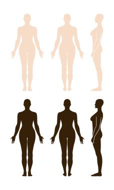 Naked standing woman vector sihouette clipart