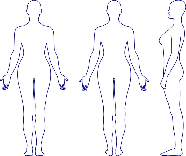 赤裸站立的女人矢量 sihouette — 图库矢量图片