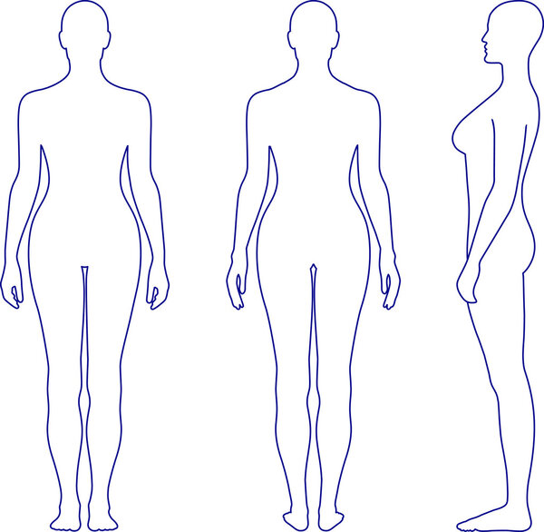 Naked standing woman vector sihouette