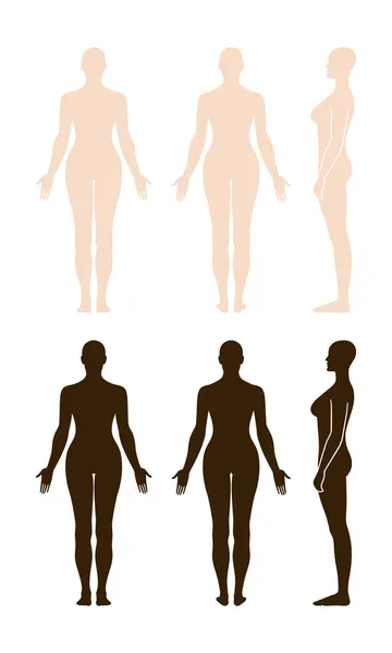 Naken stående kvinna vector sihouette — Stock vektor