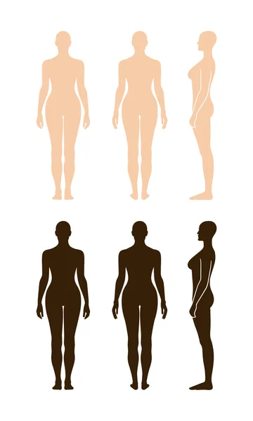 Femme debout nue sihouette vectorielle — Image vectorielle