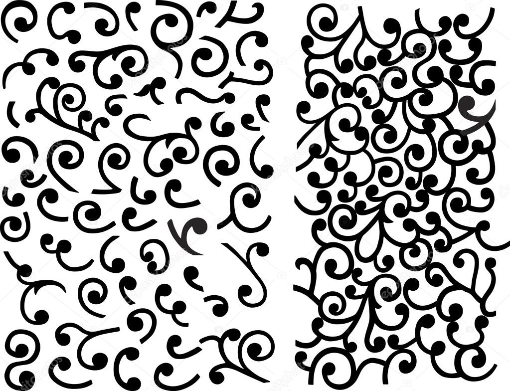 Black maze of vector curles
